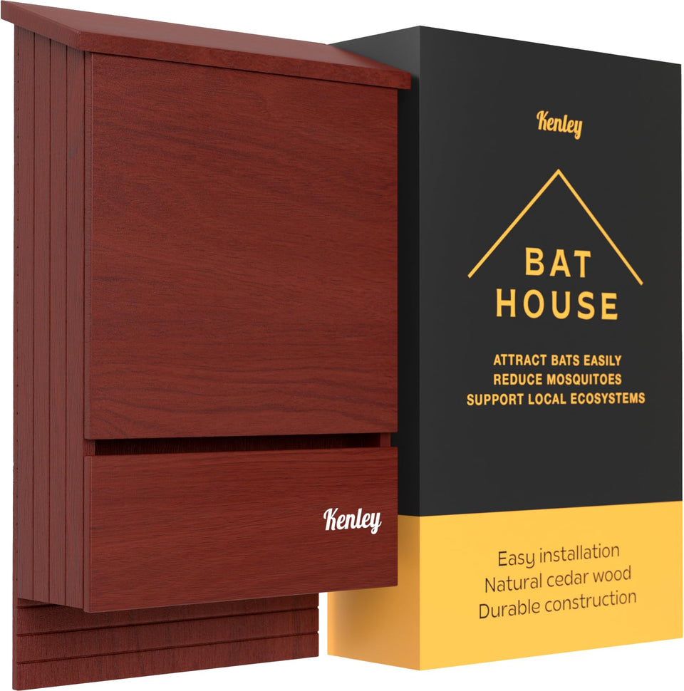 Kenley bat house front view in cedar, outdoor ready.