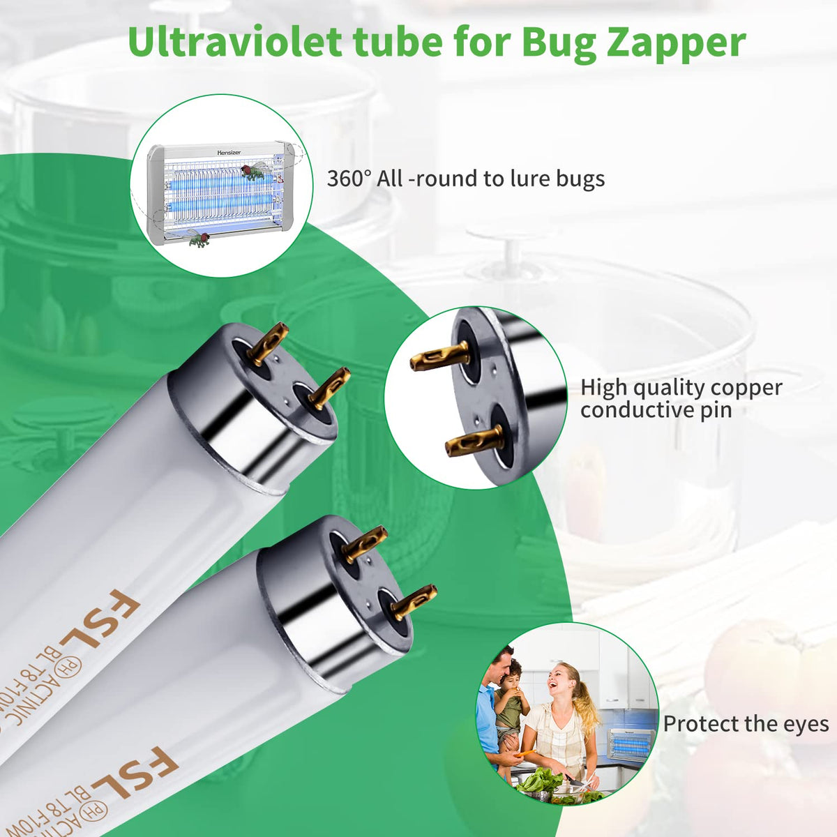 Kensizer 360-degree mosquito lure tube provides even light distribution.
