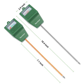 Kensizer soil tester probe inserted 2-4 inches for accurate readings.