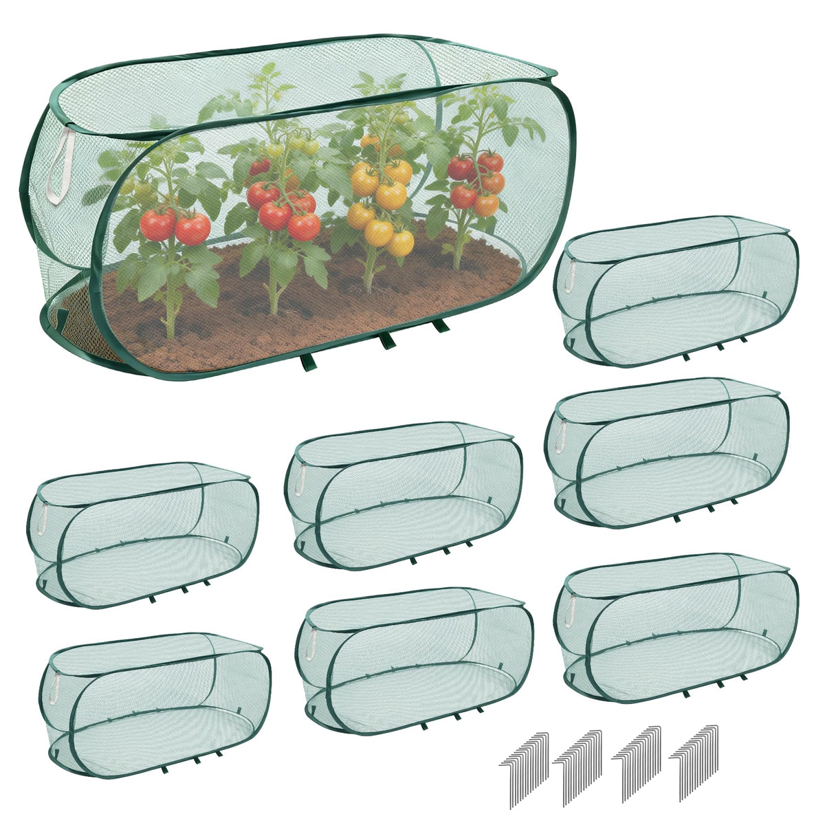 KEOHOLI 8Pack raised bed covers shield crops from birds while allowing airflow.