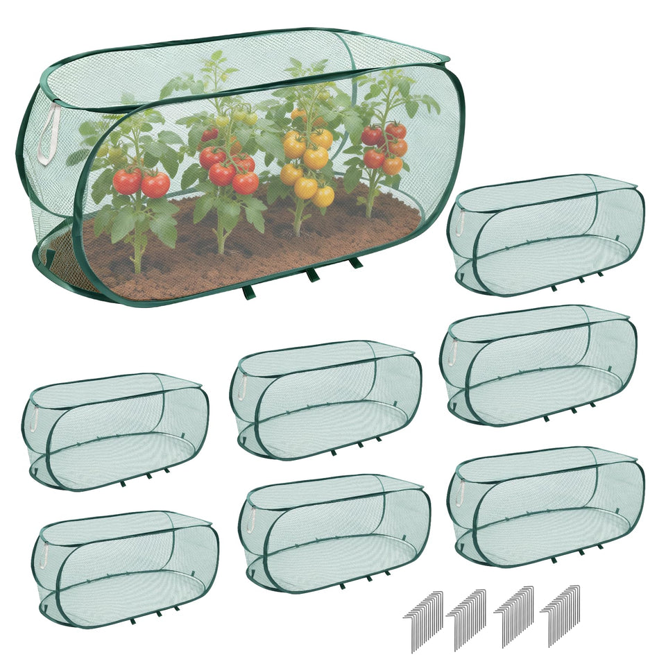 KEOHOLI 8Pack raised bed covers shield crops from birds while allowing airflow.