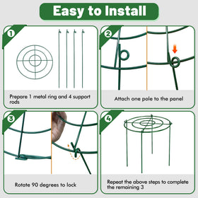 KEOHOLI installation guide explains securing legs and placing rings around plants