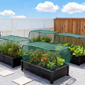 KEOHOLI pop-up cover shows quick, easy deployment over plants.