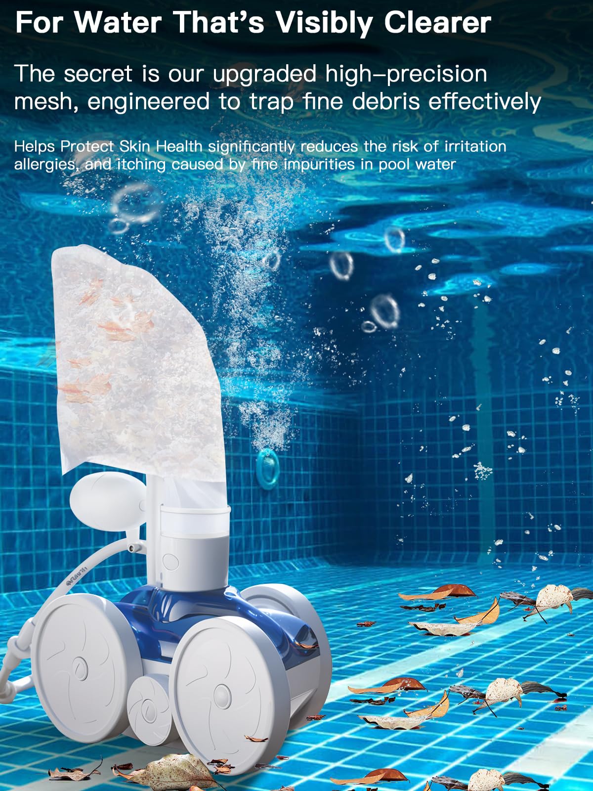 Keptwell Polaris bag promotes clearer water by reducing debris buildup while cleaning.
