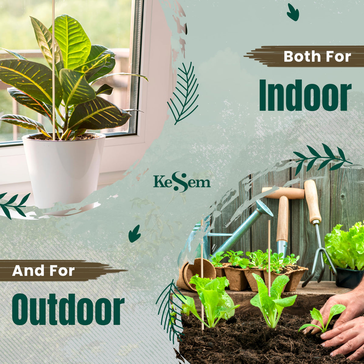 KESEM bamboo wooden sign posting stake adds rustic labels to garden beds