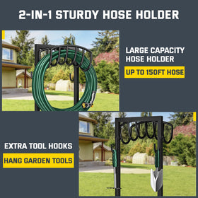 Kesfitt anchor points for stability keep the stand upright even with a full hose.