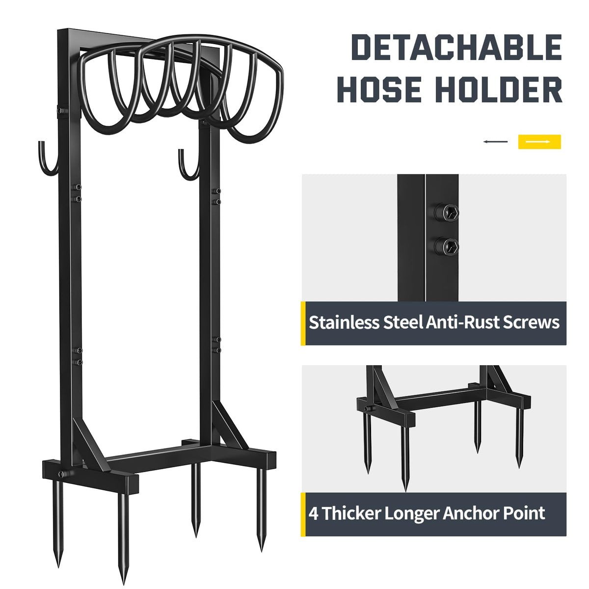 Kesfitt back storage hooks hold garden tools, keeping rakes within reach.