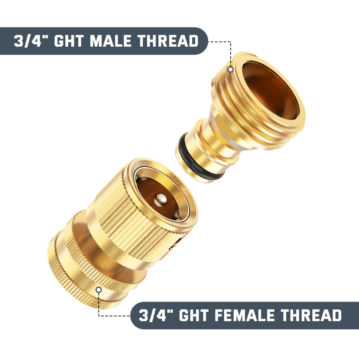 Kesfitt brass female connector demonstrates a no-leak seal with rubber washers.
