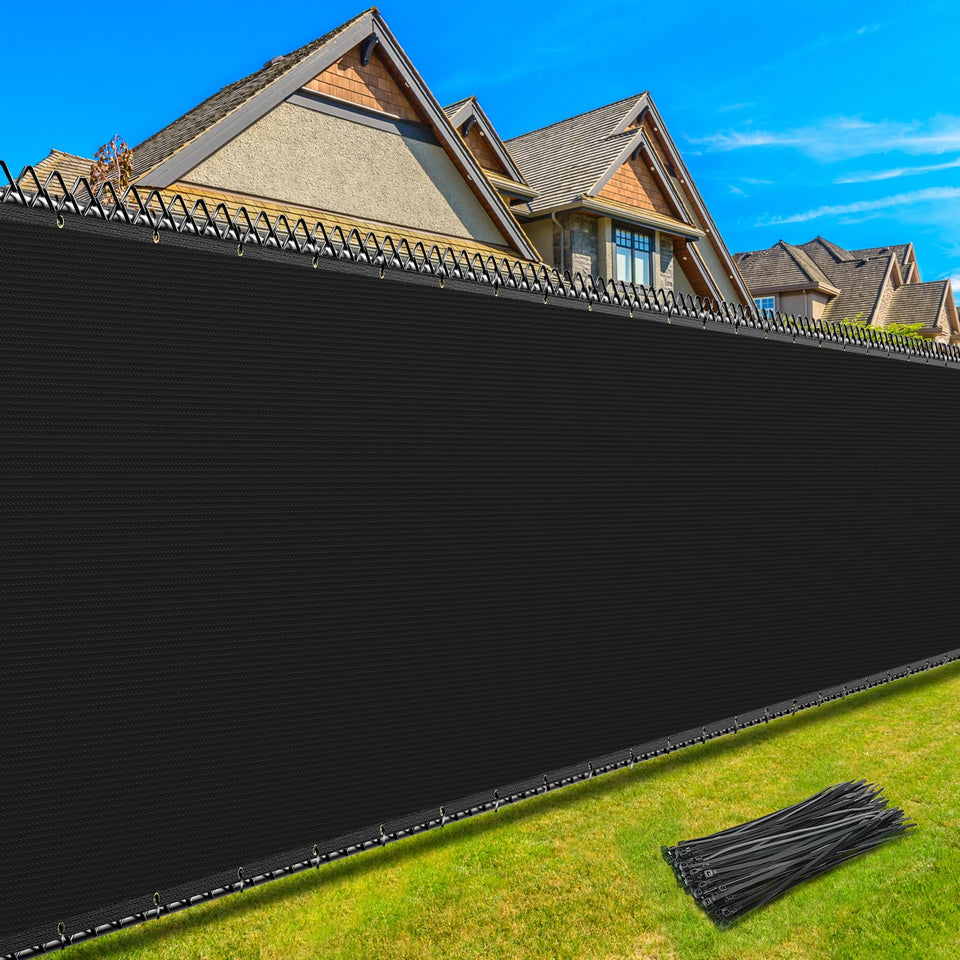 Kesfitt privacy screen with brass grommets on a chain-link fence for durable coverage