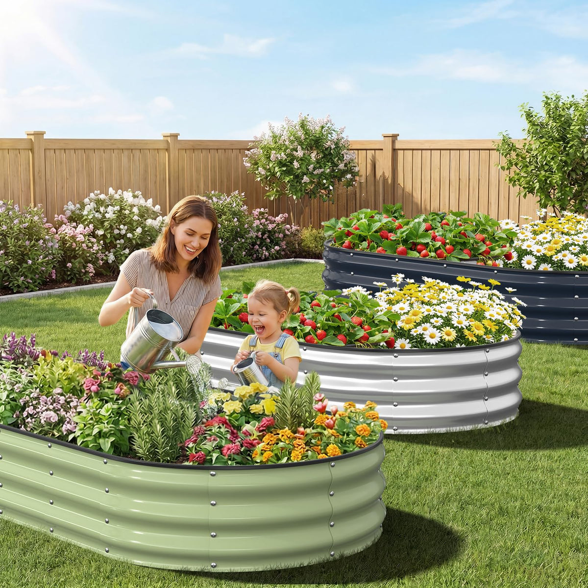Kesfitt bolt-assisted assembly illustration showcases easy setup for busy gardeners