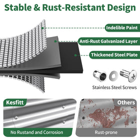 Kesfitt galvanized steel panels close-up highlighting rust resistance for outdoor beds