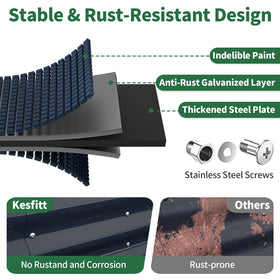 Kesfitt galvanized steel panels resist rust in outdoor garden conditions
