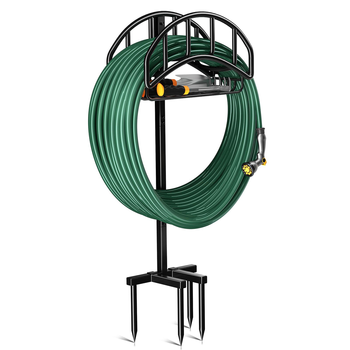 Kesfitt garden hose holder stand base with four anchors for stability.