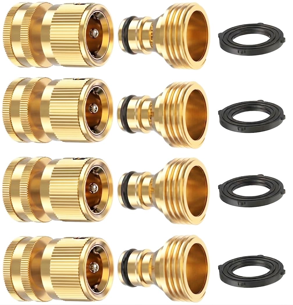 Kesfitt garden hose quick connect 4-set highlights durable brass construction for outdoor use.