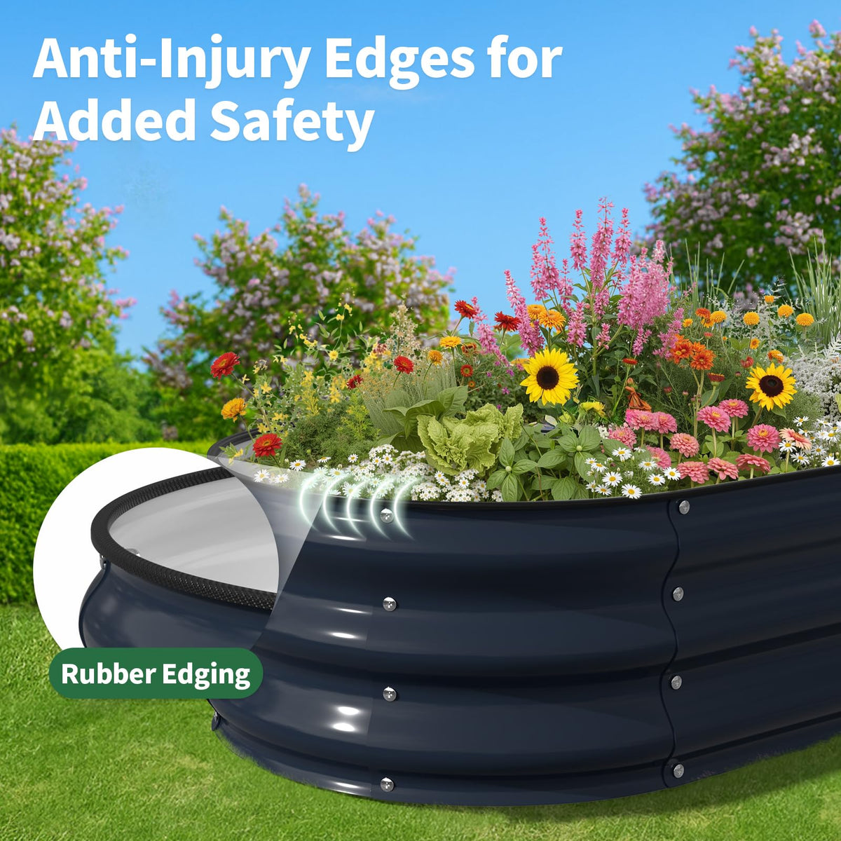 Kesfitt midnight blue exterior finish blends with garden aesthetics