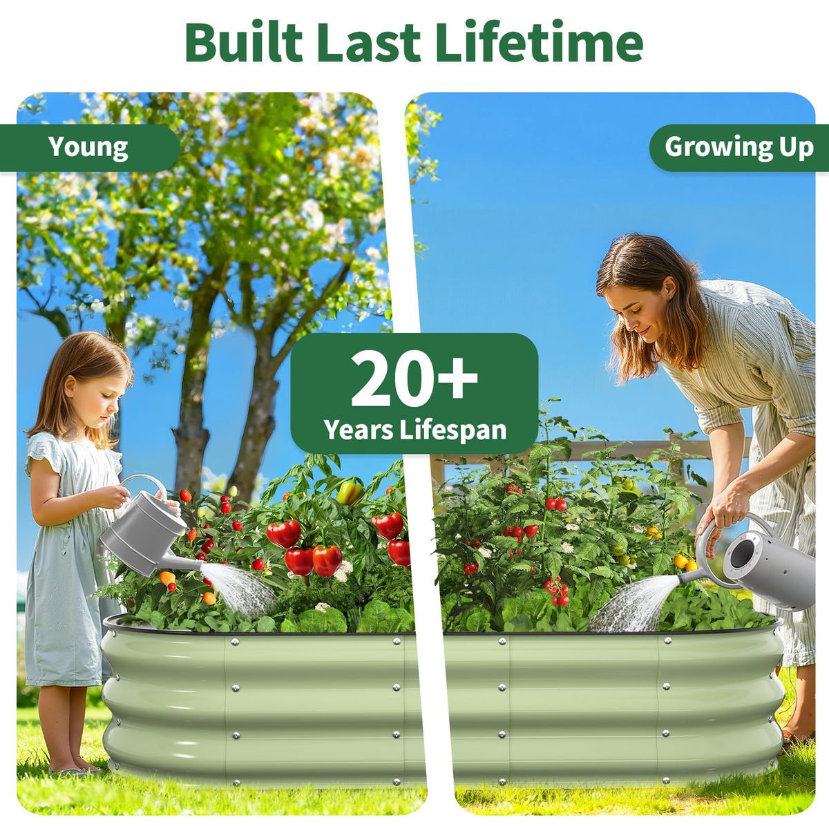 Kesfitt fruit green outdoor garden bed blends with yard aesthetics