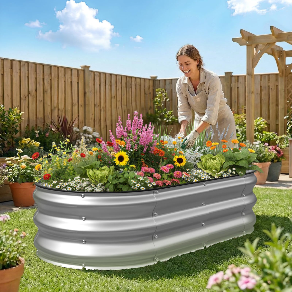 Kesfitt outdoor use diagram highlights gardening with vegetables and herbs.