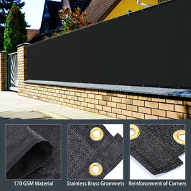 Kesfitt privacy screen demonstrating wind stability and tension on a fence