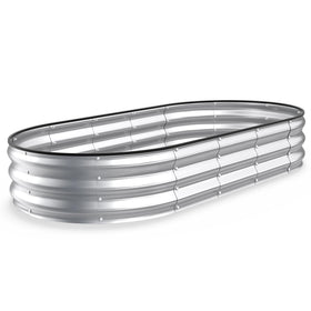 Kesfitt raised-bed oval assembly shows quick bolt-assisted setup for a spacious backyard garden