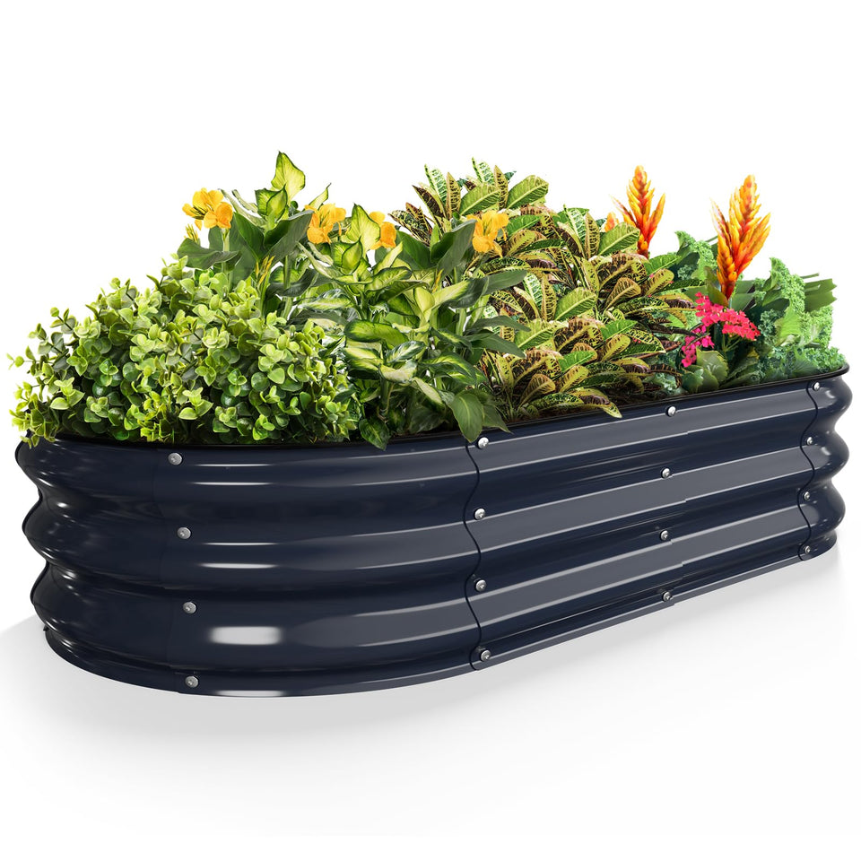 Kesfitt raised garden bed oval open-bottom design for natural drainage and soil extension