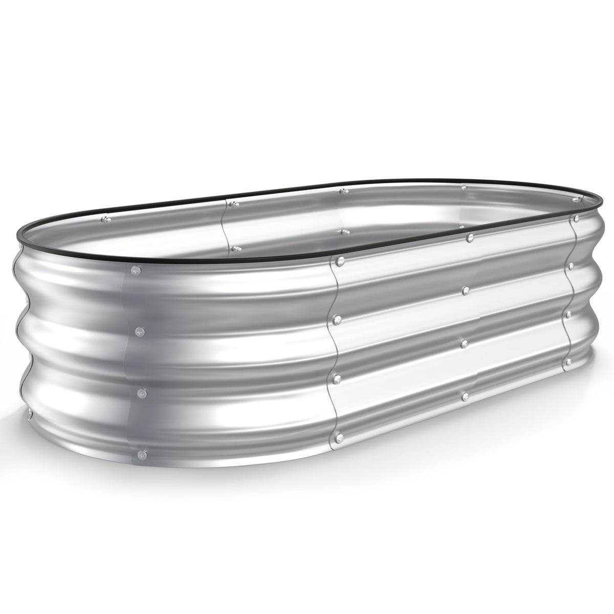 Kesfitt raised garden bed with oval open-bottom design enabling natural drainage.
