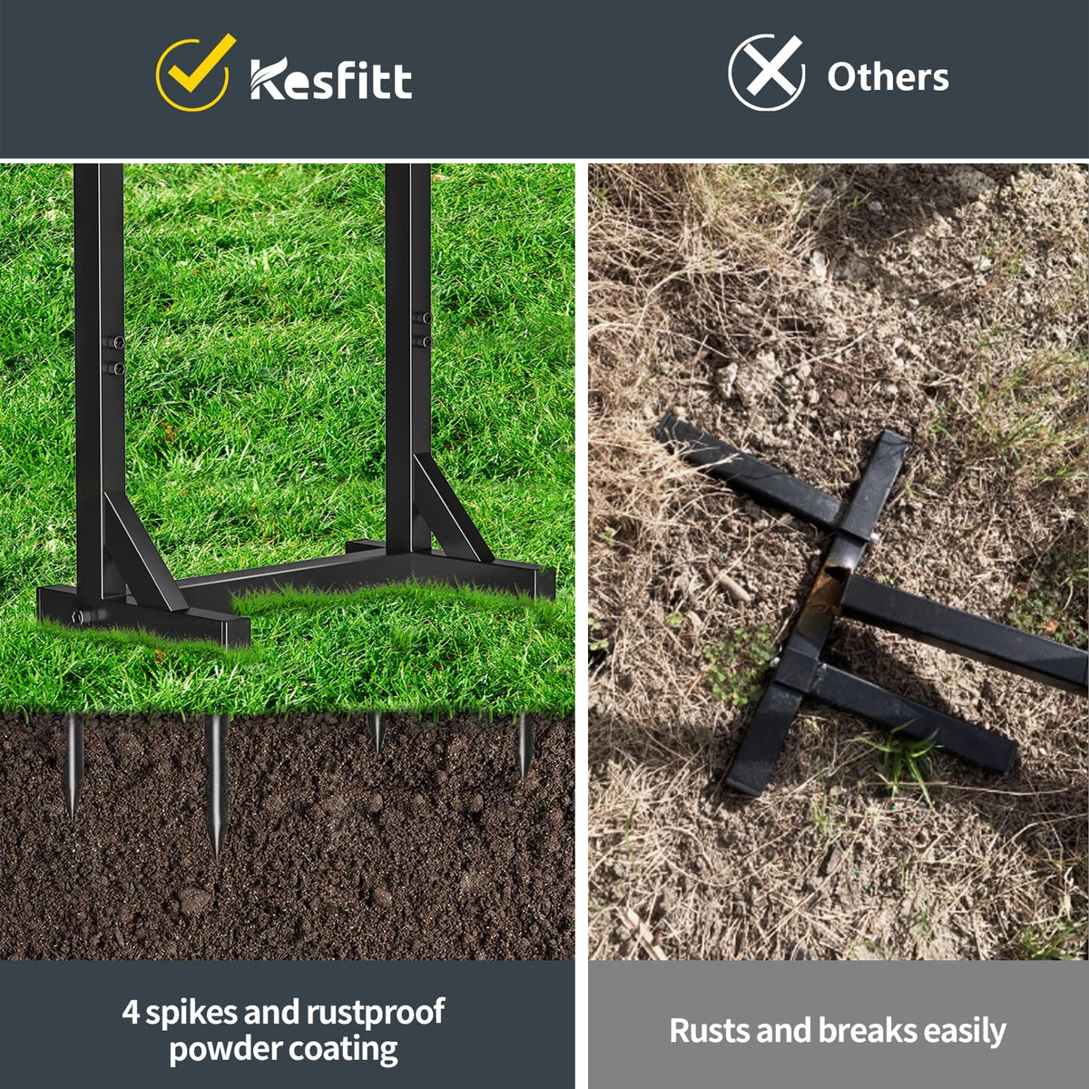 Kesfitt rustproof coating protects the metal against outdoor elements.
