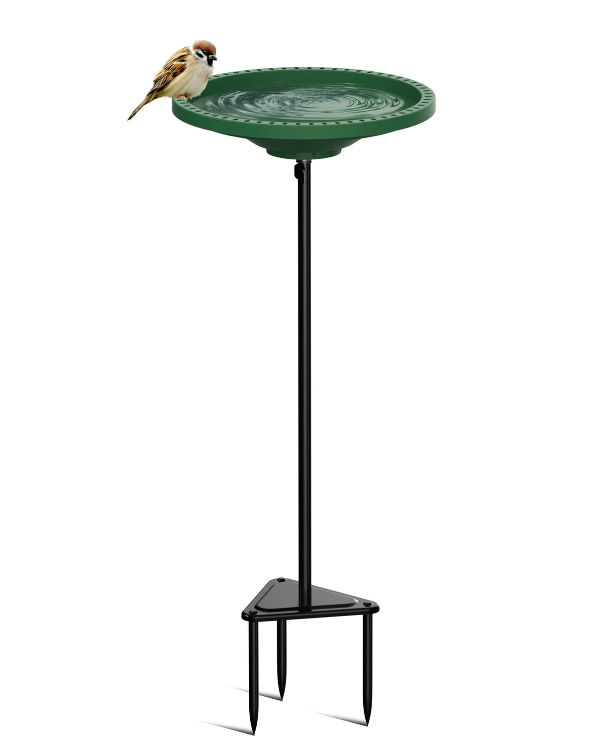 Kesito circle green bird feeder stand complements yard feeding.