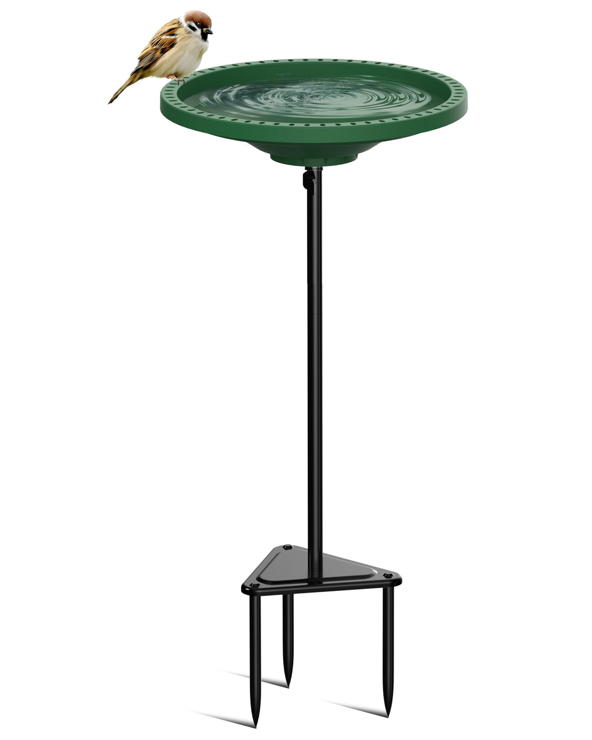 Kesito bird bath circle green stake base for stable outdoor use.