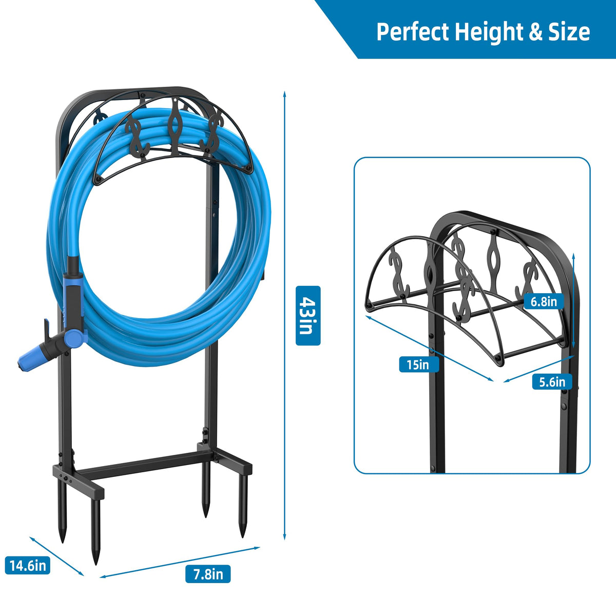 Kesito Garden Hose Holder front view shows sturdy integration for durability.