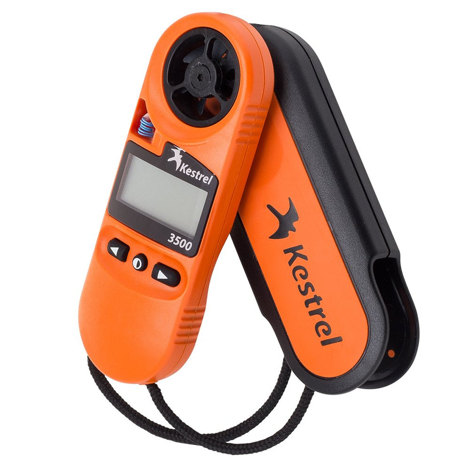 Kestrel 3500FW front view with rugged design and backlit display for outdoor readings