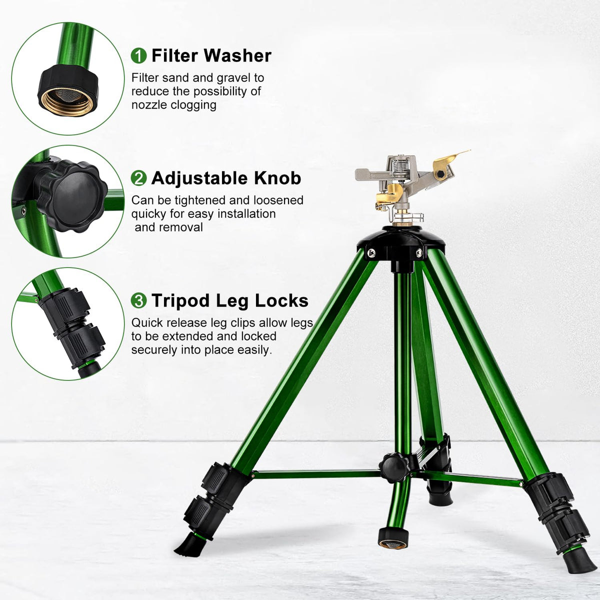 Keten 2-pack lawn sprinklers side view showing compact design
