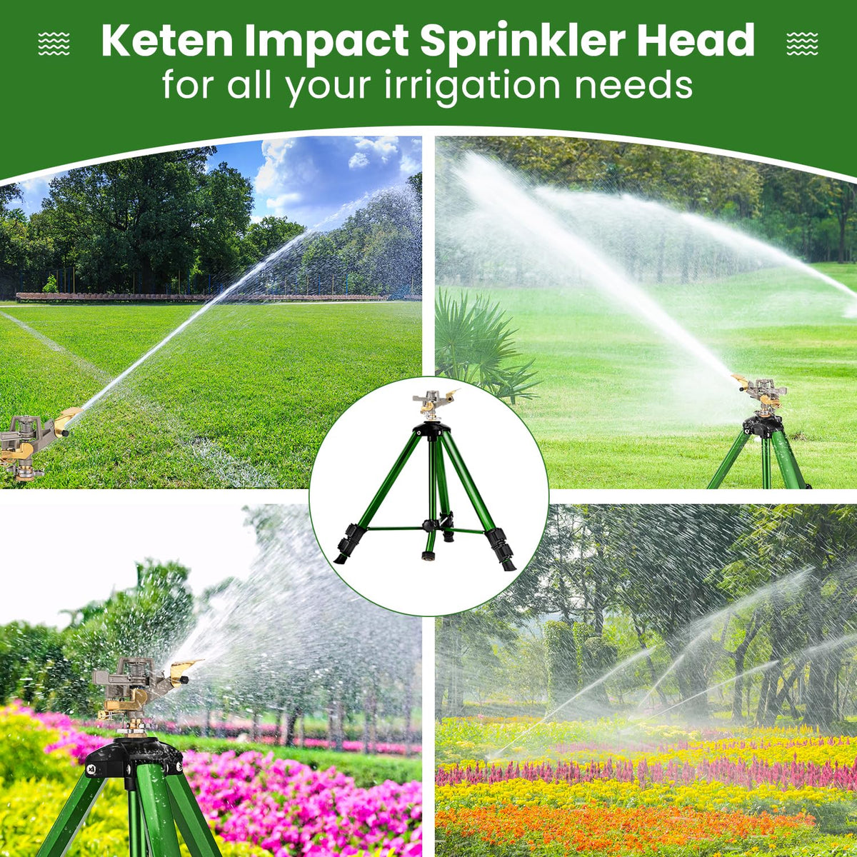 Keten 360-degree coverage up to 70 feet for large yard irrigation