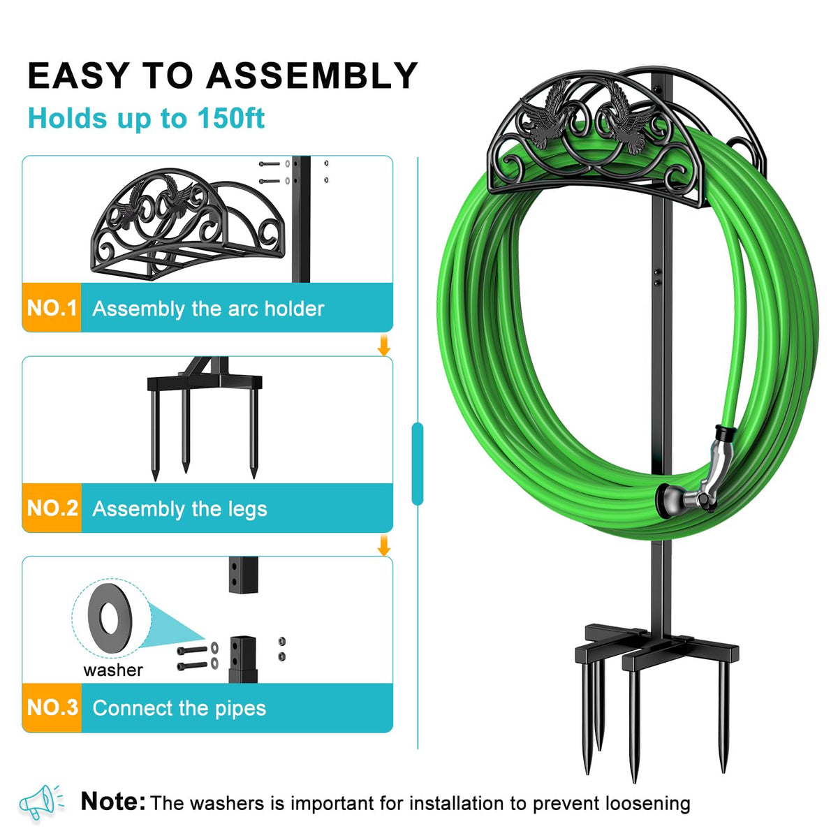 Keten arc-shaped metal hose rack resists weather and rust