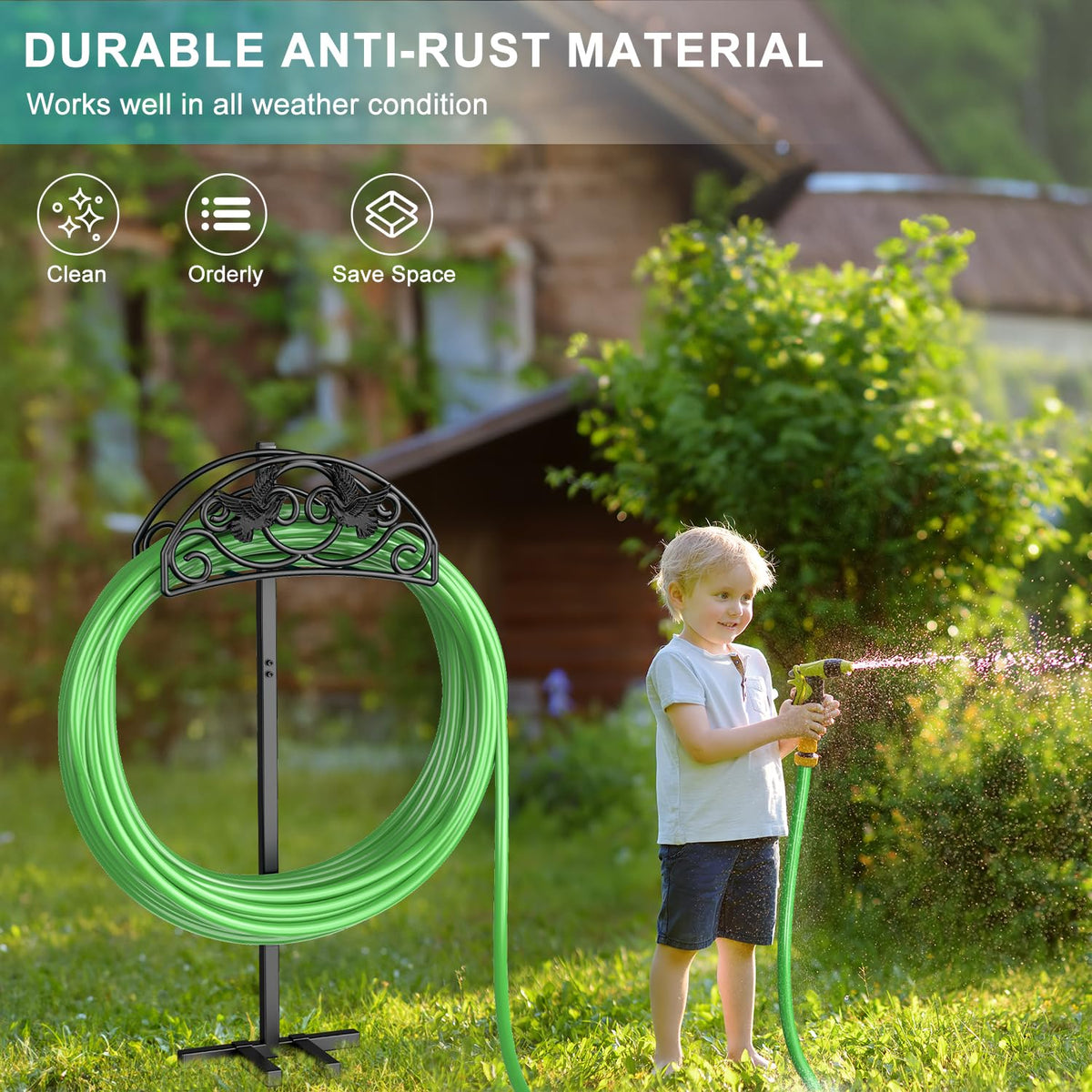 Keten movable garden hose stand for flexible placement in yard
