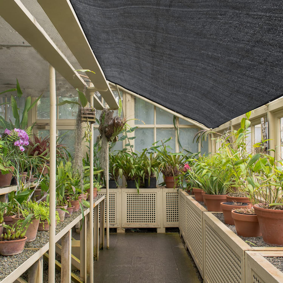 Keten Patio Garden Shade Cloth shielding plants while letting air pass through