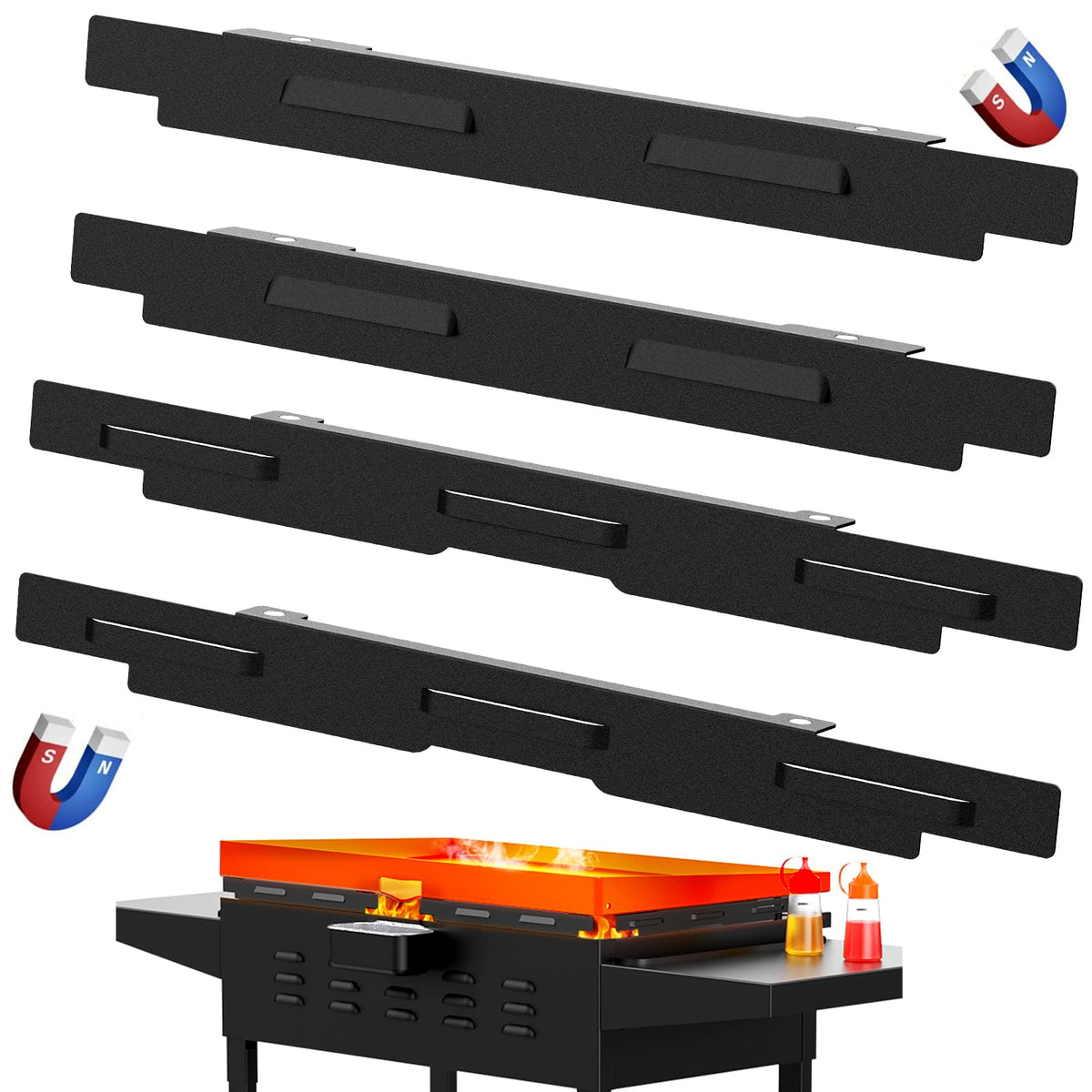 Keten wind guard 36-inch attached securely for stable wind protection during grilling.