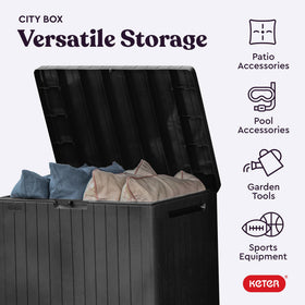 Keter City all-weather resin construction resists rust, dents, and peeling.