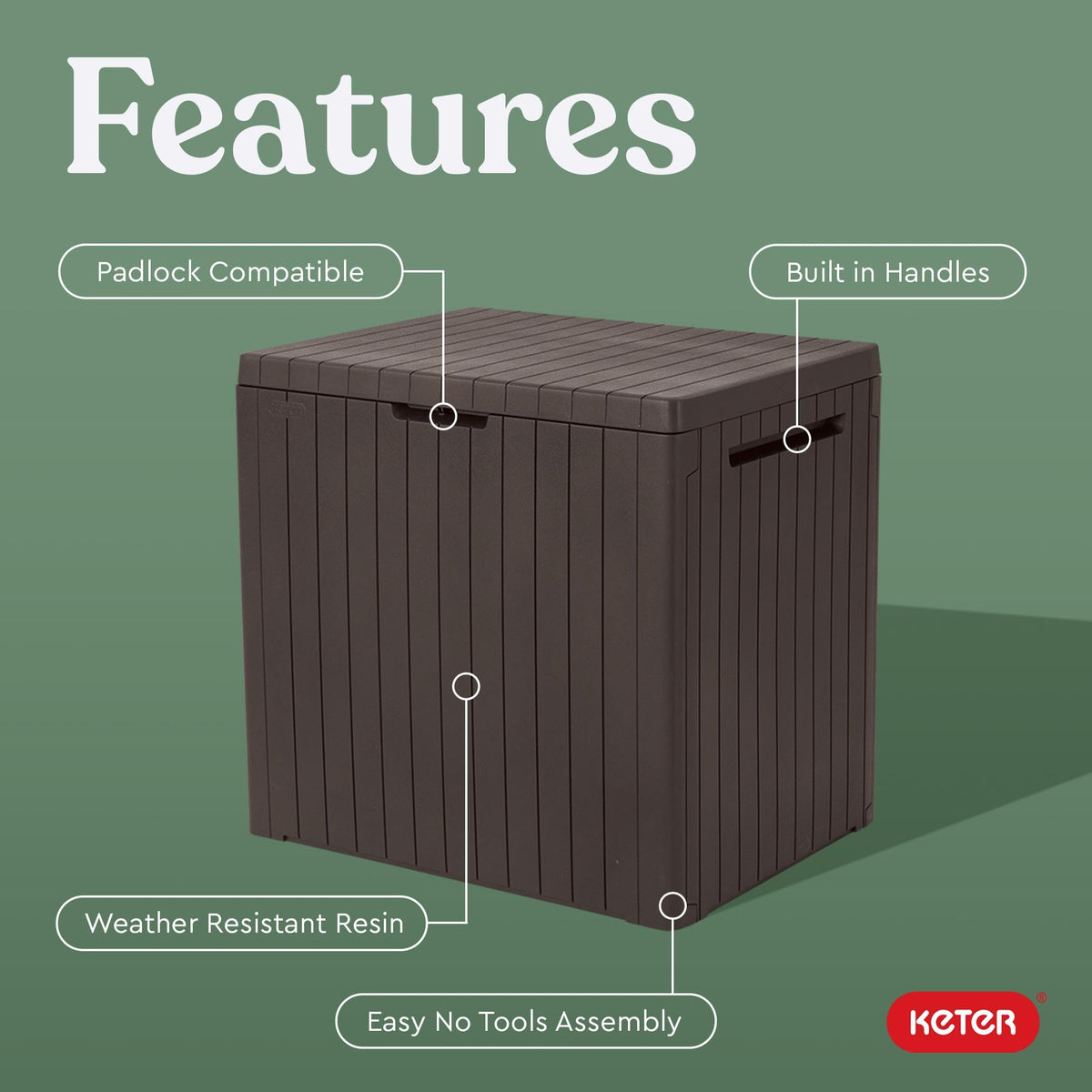 Keter City box interior dimensions show generous 22.71 by 16.3 inch space