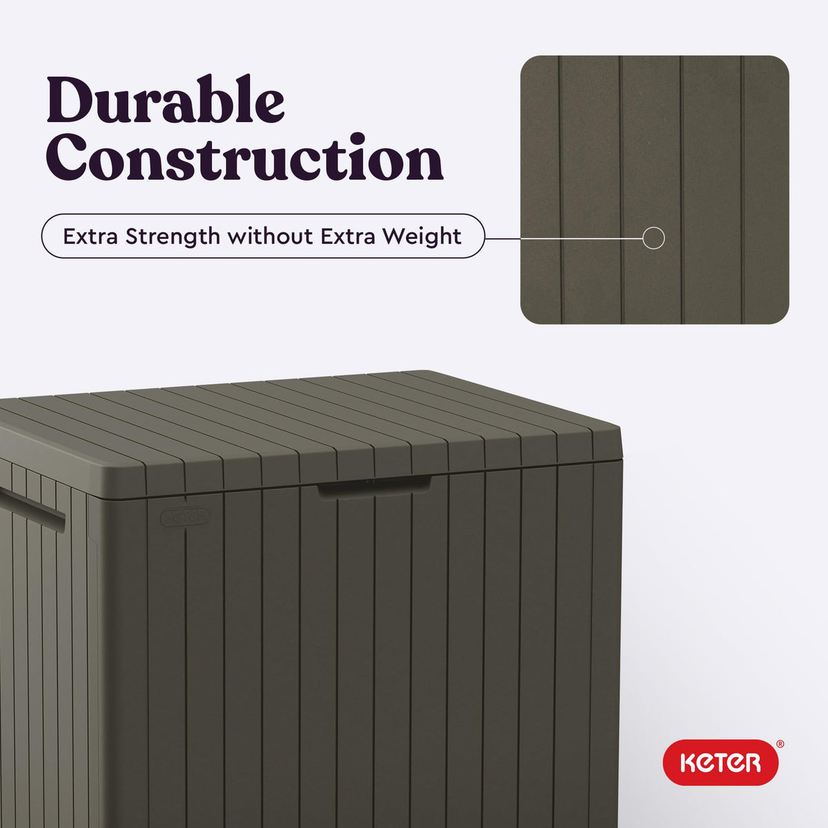 Keter City multiuse storage supports cushions and tools outdoors