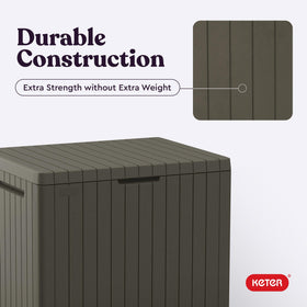 Keter City multiuse storage supports cushions and tools outdoors