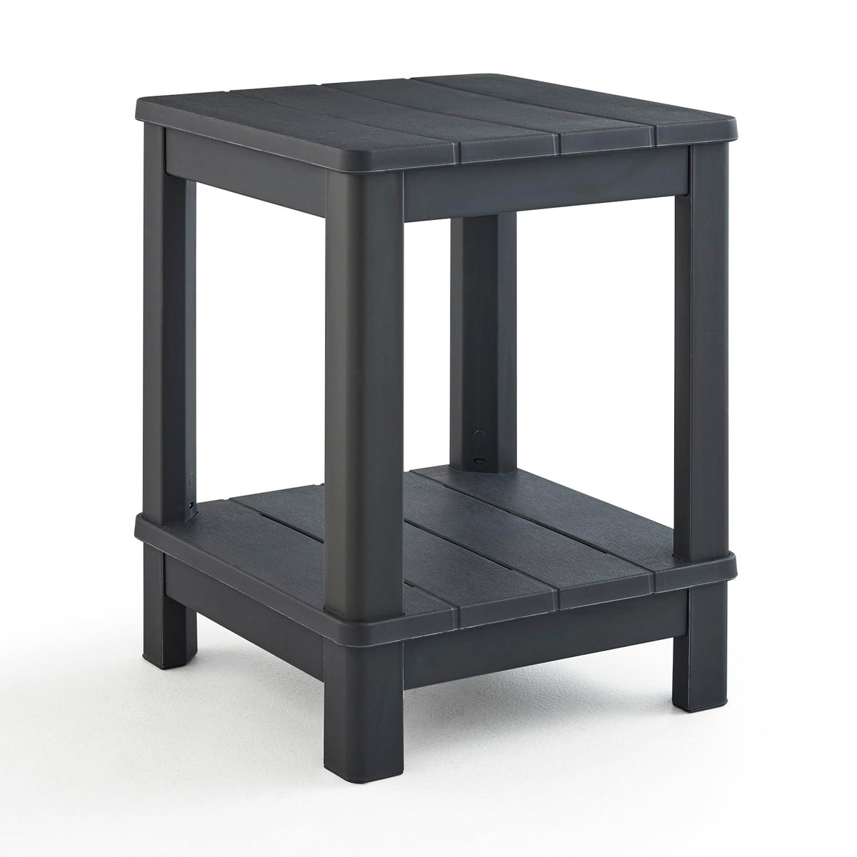 Keter Deluxe Adirondack Side Table graphite outdoor surface for drinks and snacks.
