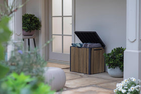Keter Everwood all-weather resin material ensures durable year-round use