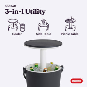 Keter Go Bar UV protected resin resists sun fade at outdoor events