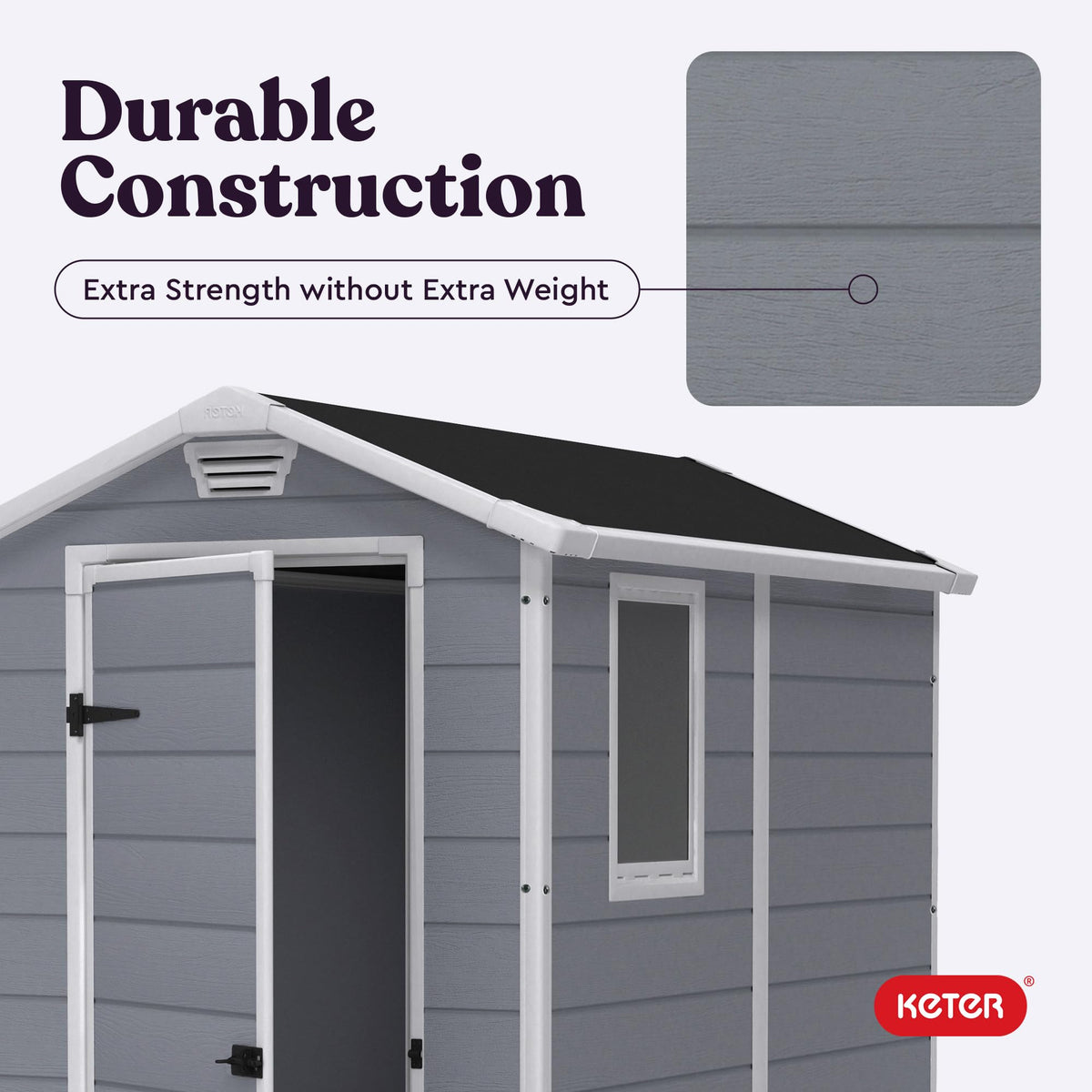 Keter Manor 4x6 shed versatile storage for tools, bikes, furniture, and more.