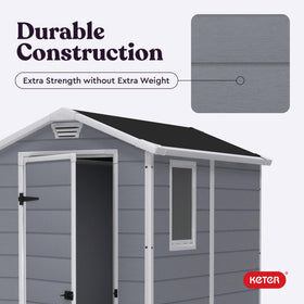 Keter Manor 4x6 shed versatile storage for tools, bikes, furniture, and more.