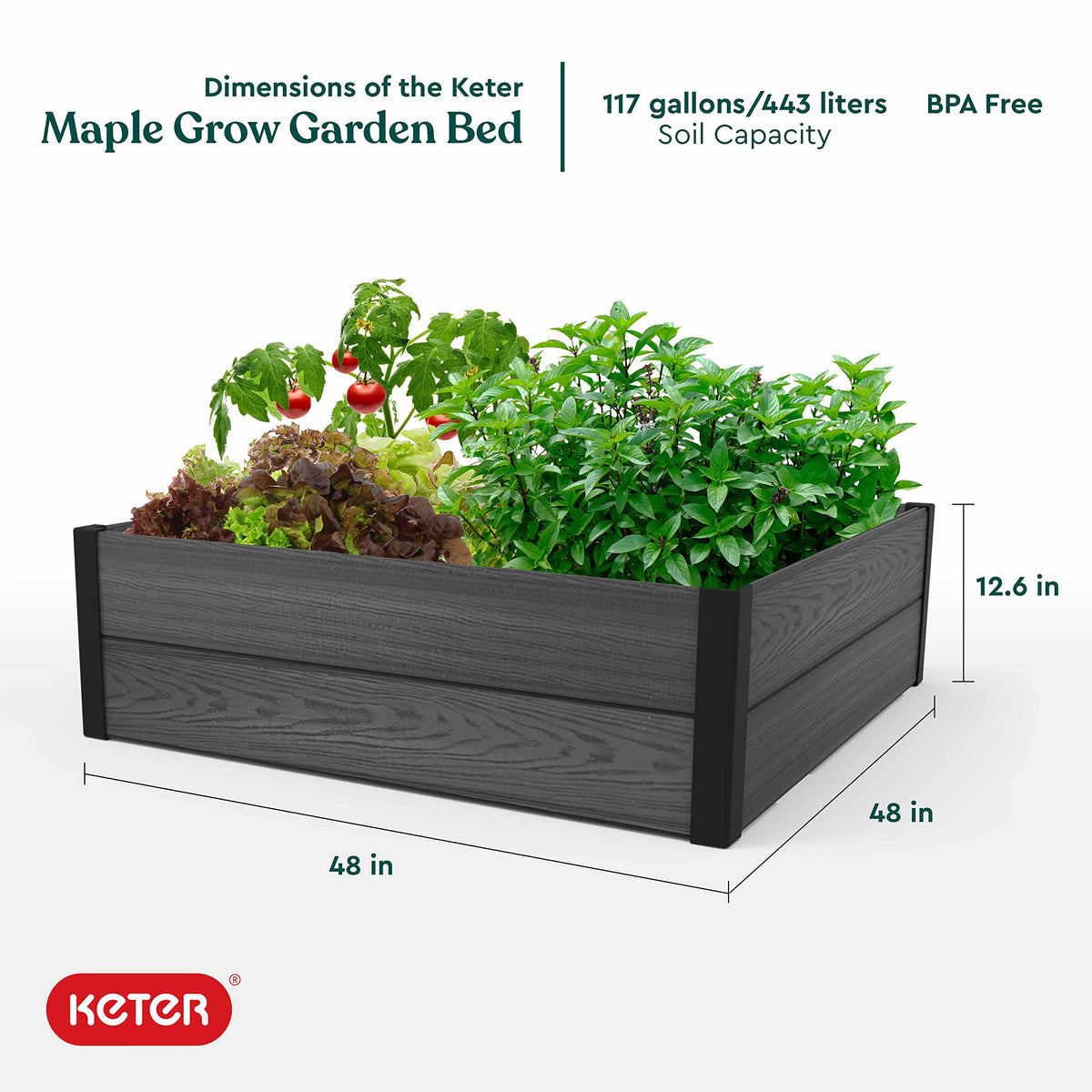 Keter Maple raised garden bed showing Evotech durability for outdoor use