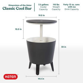 Keter Modern Cool Bar hidden cooler stores up to seven-point-five gallons of beverages.