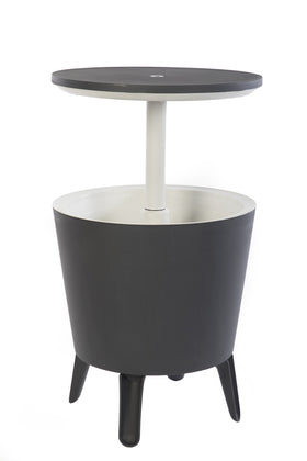 Keter Modern Cool Bar outdoor side table keeps drinks within reach during backyard gatherings.