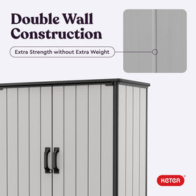 Keter Premier Tall Shed weatherproof resin design resists peeling and rust for outdoor use