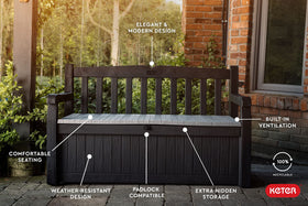 Keter Solana resin construction withstands weather and wear.